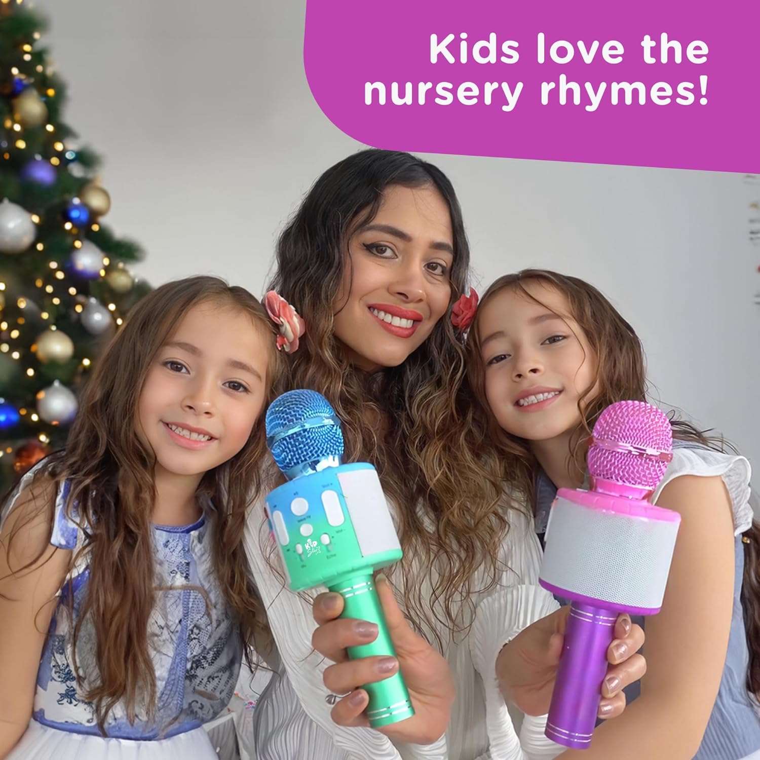 Move2Play, Kids Karaoke Microphone | Includes Bluetooth & 15 Pre-Loaded  Nursery Rhymes | Birthday Gift for Girls, Boys & Toddlers | Girls Toy Ages  2