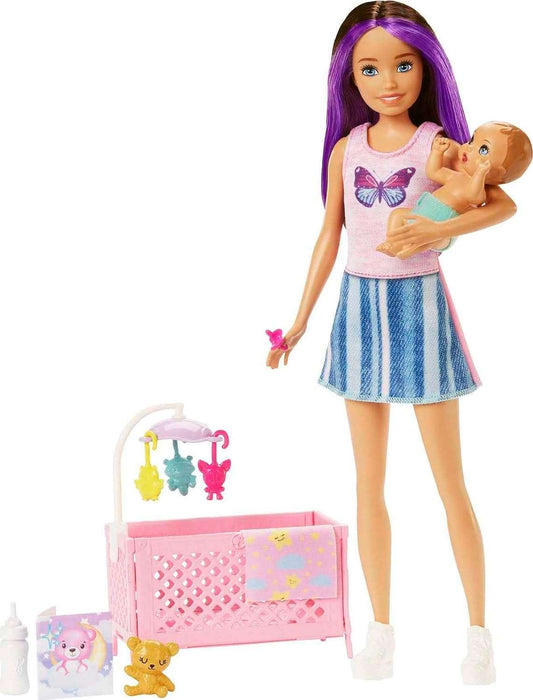 (Barbiez) Skipper Babysitters Inc Crib Playset with Skipper Doll, Baby Doll with Sleepy Eyes, Furniture & Accessories - #shop_name